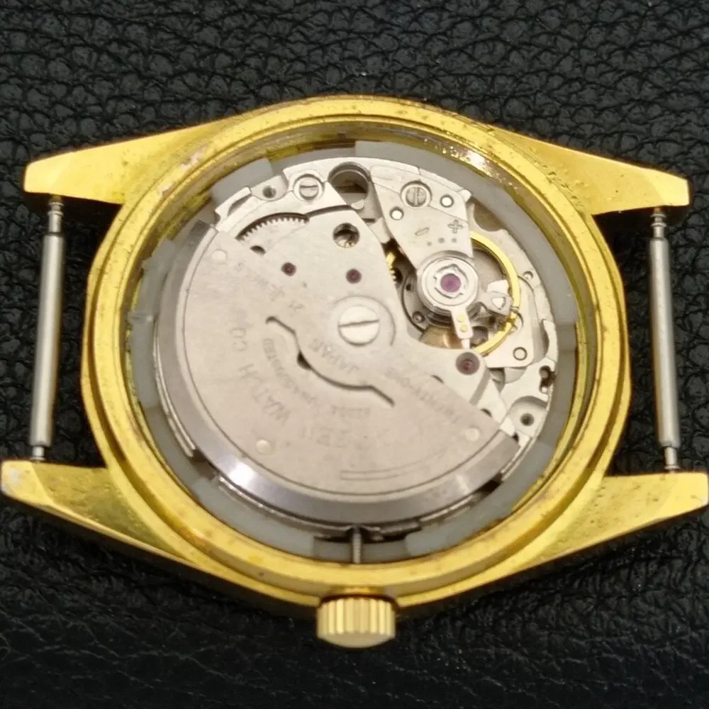 Vintage 1990 Citizen Automatic Mens Gold Watch W/daydate & Brown accents